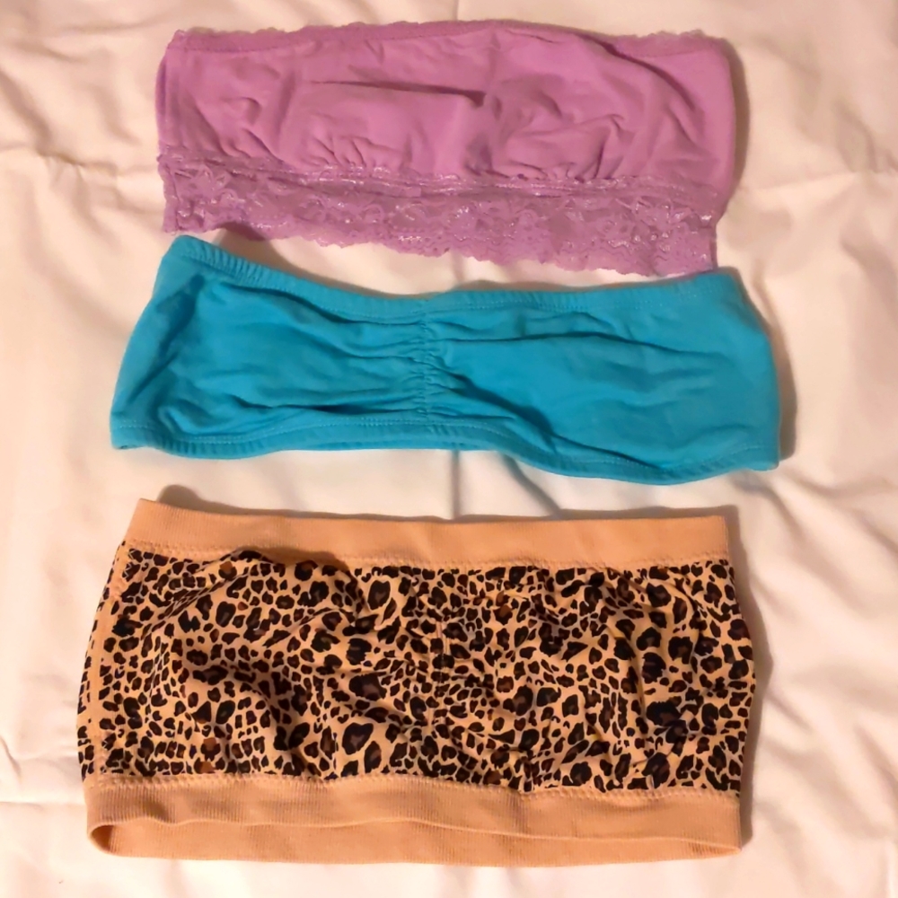 Bundle of three bandeau bras size medium Bozzolo, No Boundaries, unknown brand